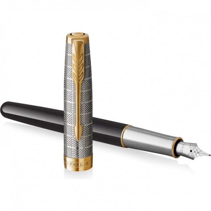 Ручка перьевая PARKER SONNET PREMIUM F537 METAL BLACK GT F золото 18K 2119784 Ручка перьевая PARKER SONNET PREMIUM F537 METAL BLACK GT F золото 18K 2119784